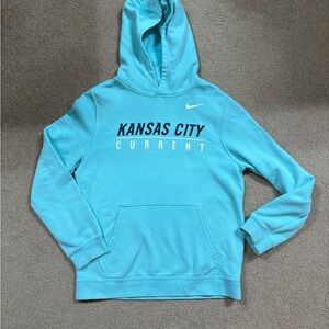 Nike Kids Kansas City Current soccer Hoodie unisex, large, turquoise